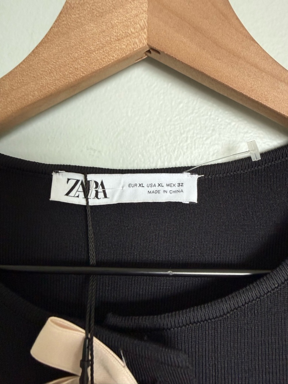 Zara Black Knit Coquette Pink Ribbon Bows Mini Dress - Picture 5 of 8